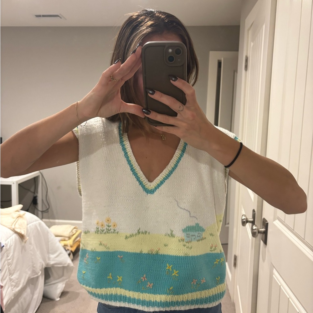 HANDMADE CROCHET beach village Sweater Vest